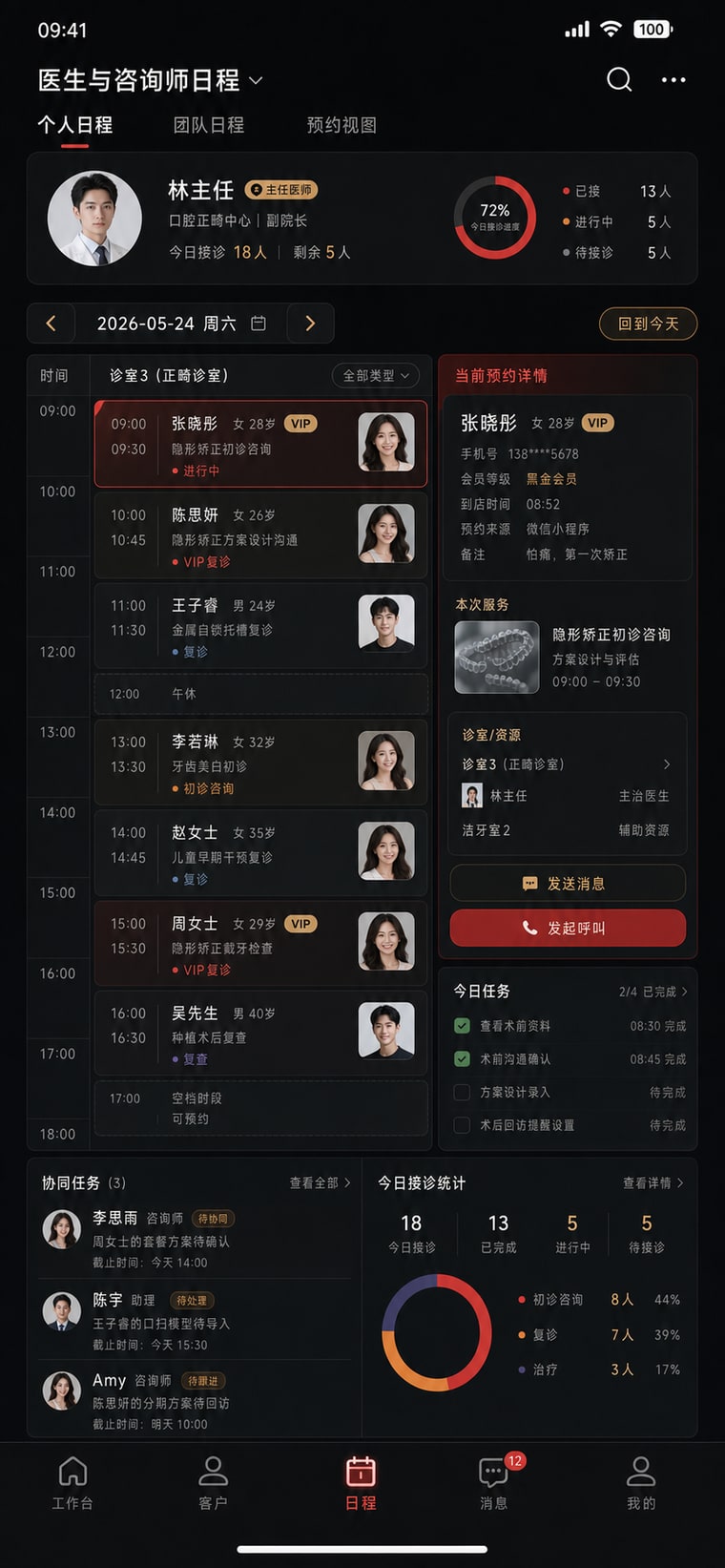 案例示意：医生与咨询师日程