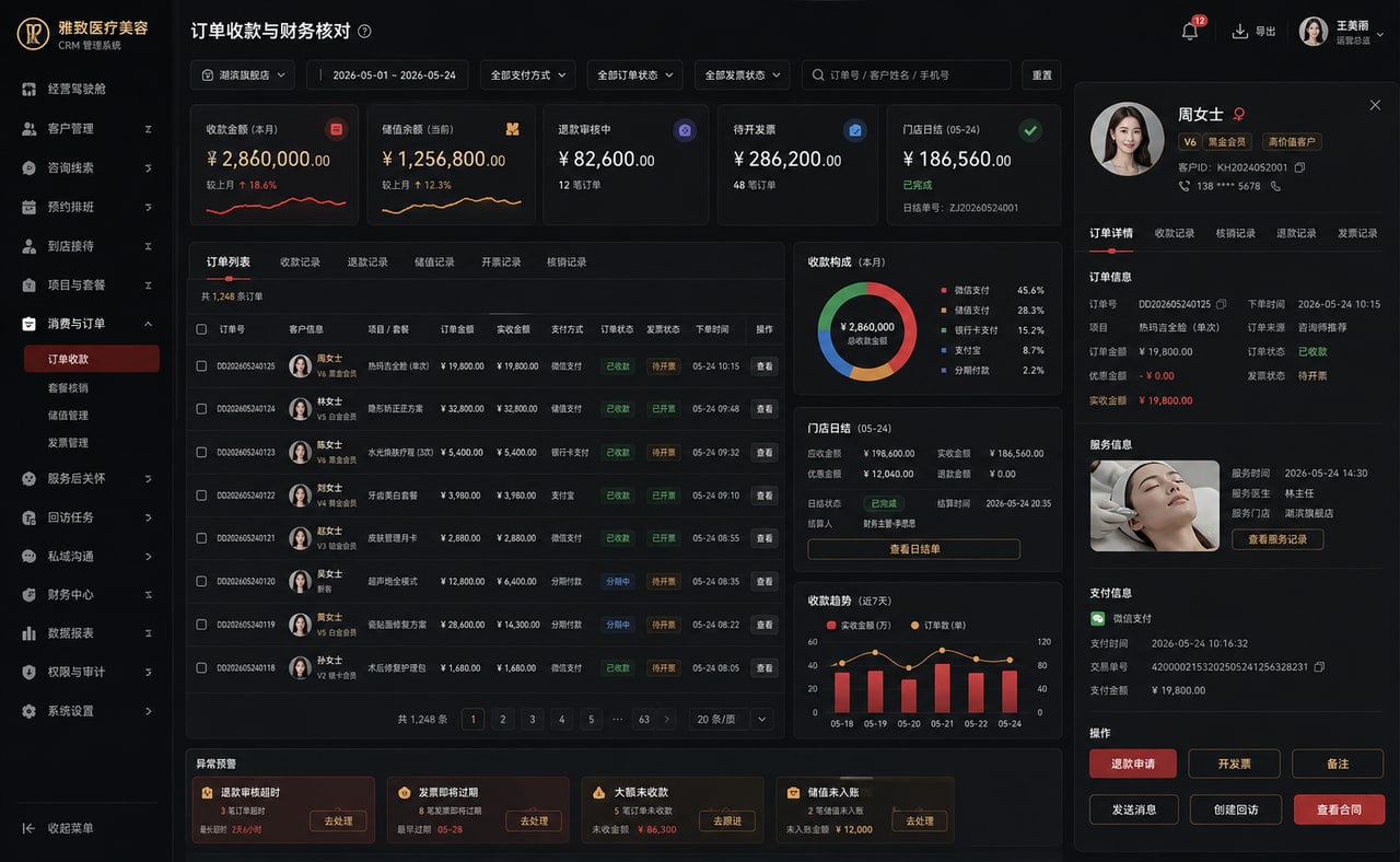 案例示意：订单收款与财务核对