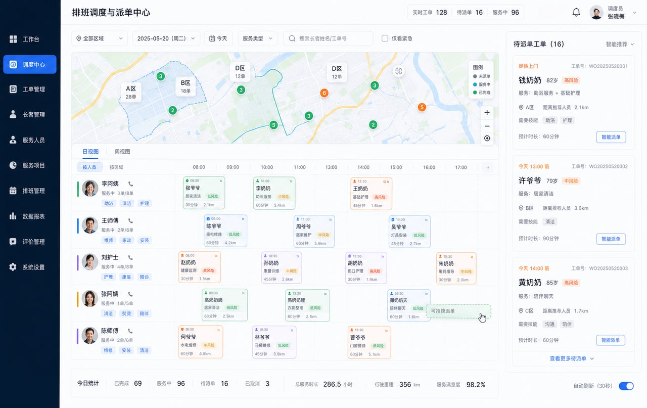 案例示意：排班调度与派单中心