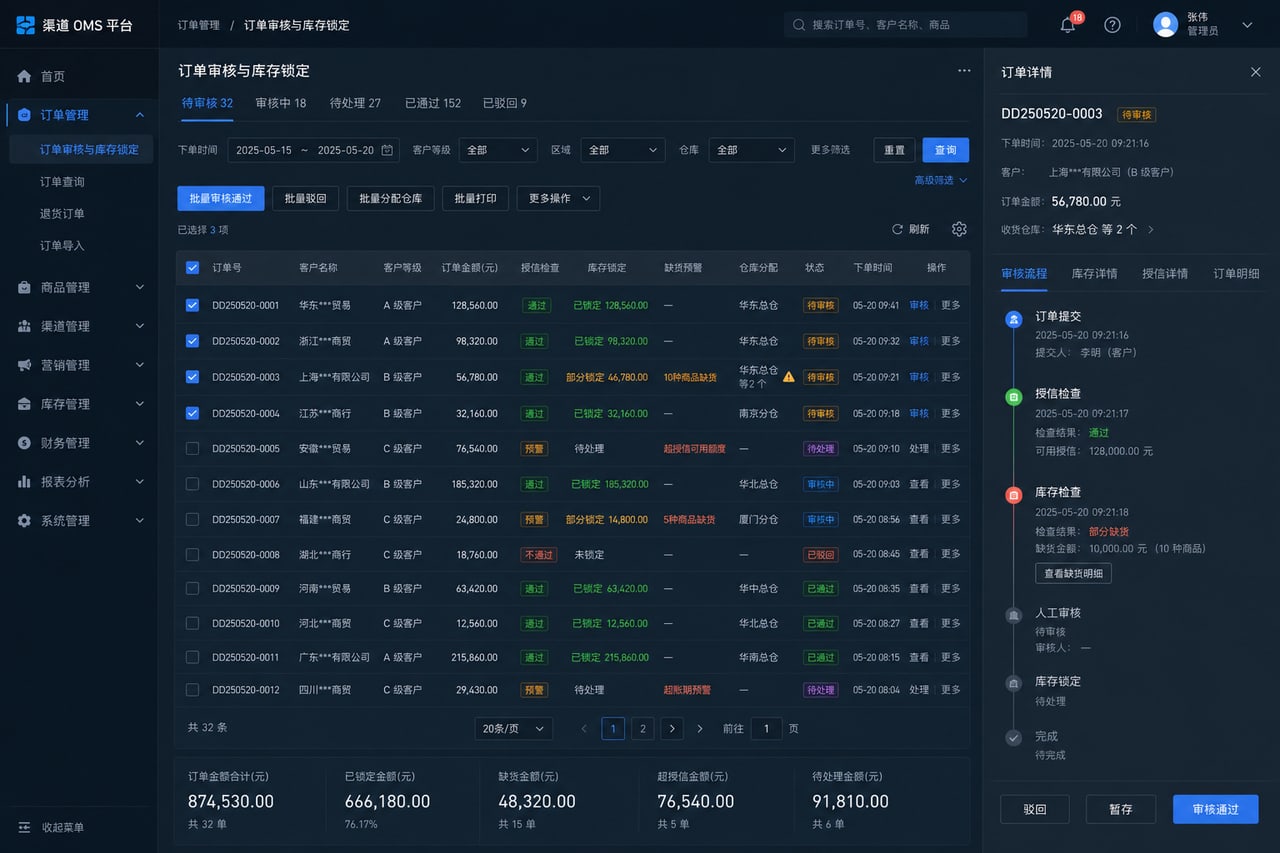 案例示意：订单审核与库存锁定后台