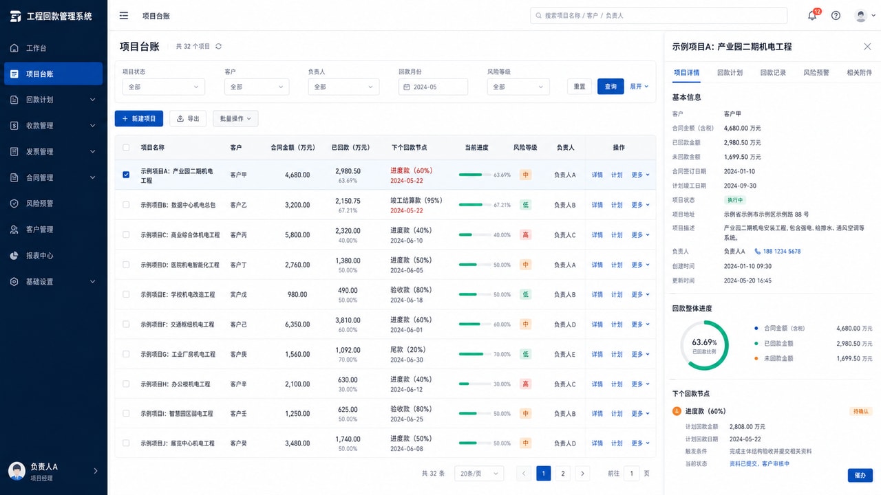 案例演示：项目台账列表