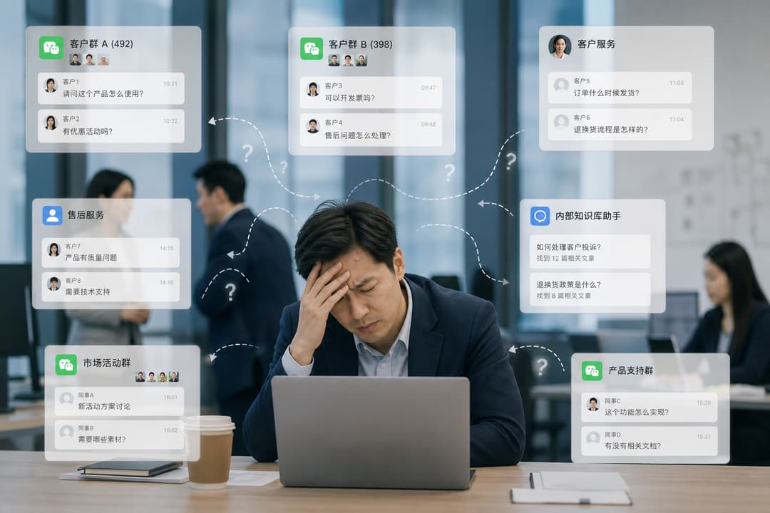 实战示意:微信/企微里多个 AI 入口各自为政,容易重复建设